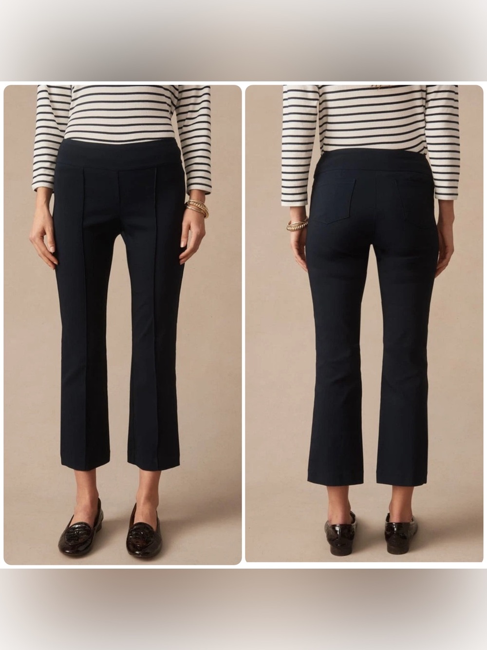 J. McLaughlin Ivy Pants Women’s 12 Black Cropped Flare Pull On Stretch Pockets